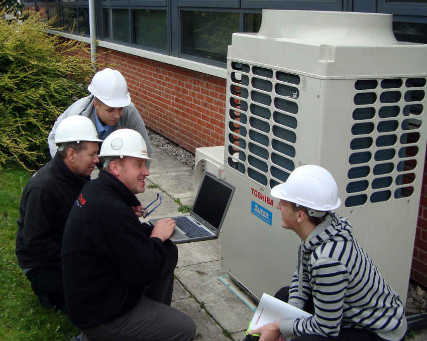 Training on outdoor units at Toshiba