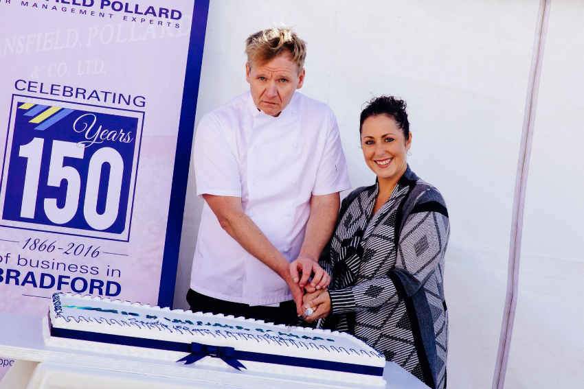 Joanna Robinson, MD of Masfield Pollard with Gordon Ramsay double