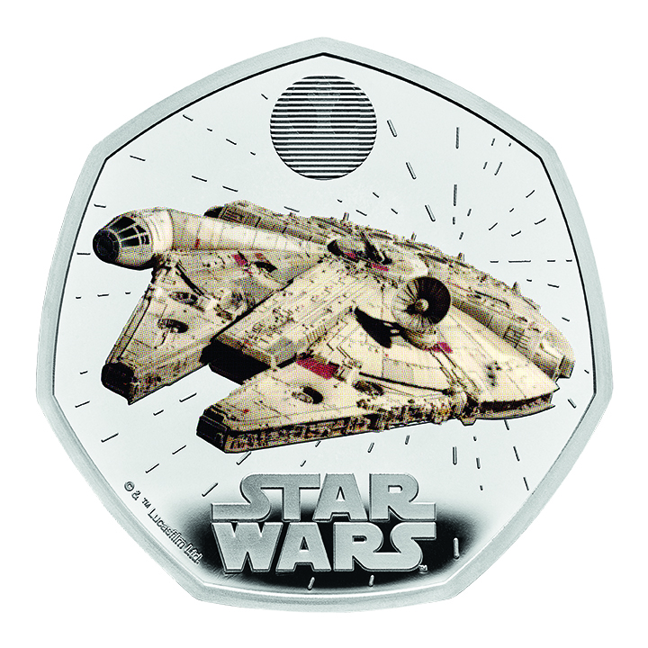 Star Wars 50p showing the Millennium Falcon in colour