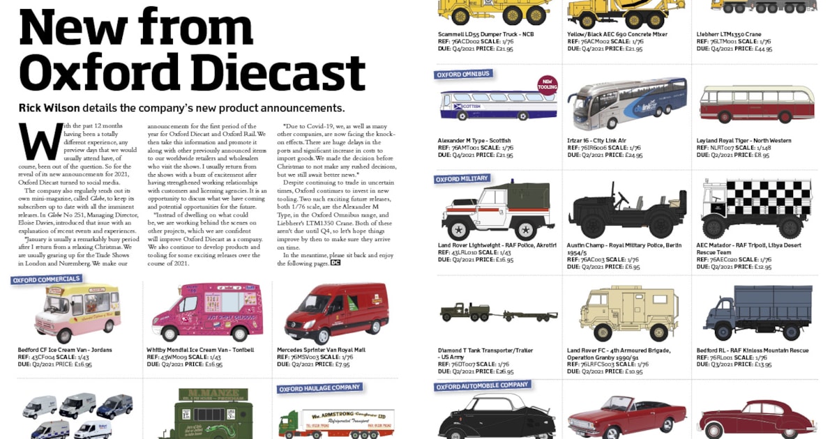 New model releases from Oxford Diecast Collectors Club of Great Britain