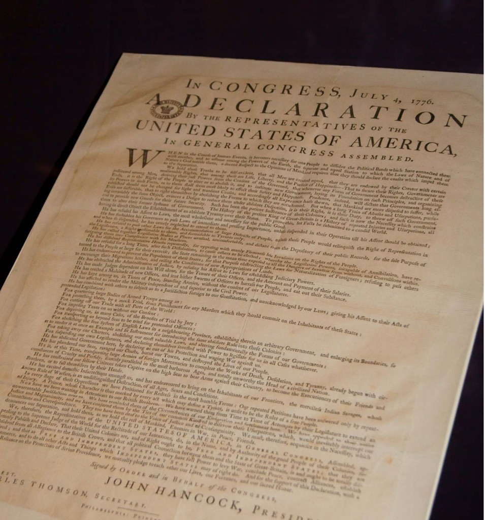 This is a printed version of the Declaration of Independence, created within hours of the handwritten version being ratified. Constrast this with the first printed version of Magna Carta, which couldn’t happen for three centuries, such is progress. © Helen Tovey.