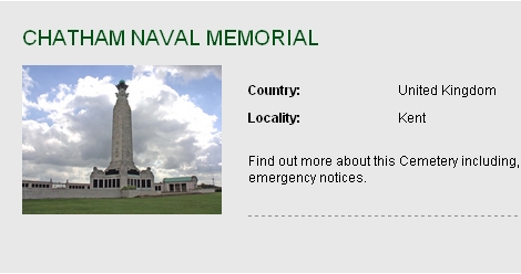 I tracked down William George Kemp’s death on the cwgc website