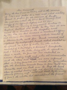 Stanley's handwritten notes about his D-Day landing.