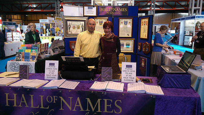 The stylish Hall of Names stand - over a million surname histories to choose from.