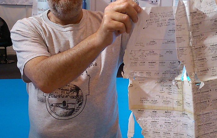 Mr Cowherd proudly displaying his remarkably battered tree - which has links to George Harrison, Wilfred Owen and Alexander Graham Bell's assistant!