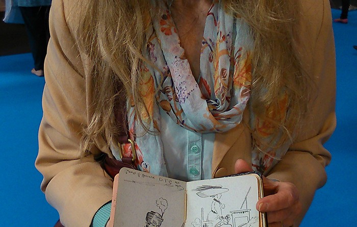 Rosalind Anderson and her beautifully illustrated Edwardian album which she shared with us at the stand.