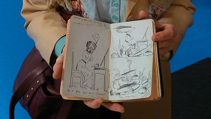 Rosalind Anderson and her beautifully illustrated Edwardian album which she shared with us at the stand.