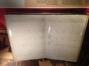 Enemy Aliens Register: 398 ‘enemy aliens’ (mainly young German and Austrian men) were recorded by Salford Police as living in the area in August 1914. This exhibit has been loaned to the IWM North by the Greater Manchester Police Museum and Archives – a reminder of how many different repositories might hold clues to our ancestors in this period.