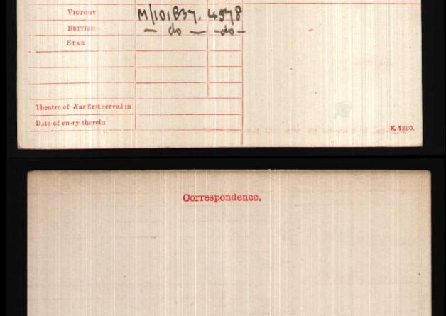 This is a copy of Robert Wright’s medal index card