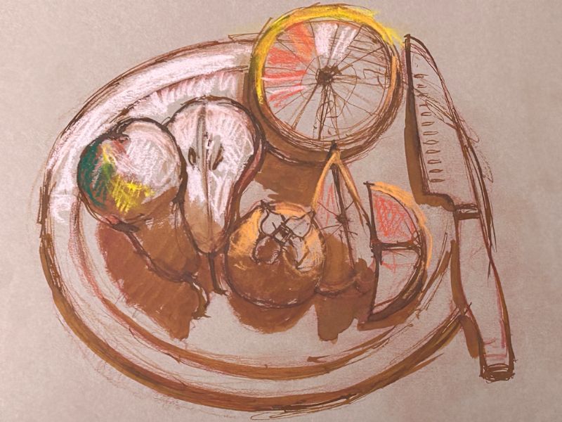 How to paint a still life with grapefruit and pears