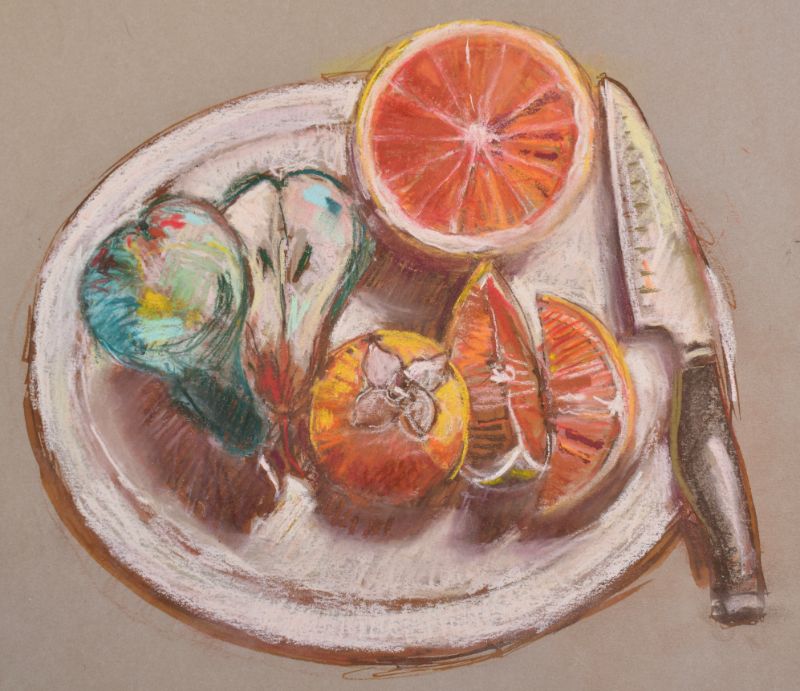 How to paint a still life with grapefruit and pears
